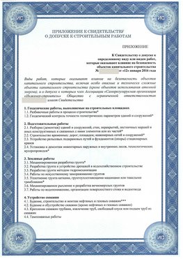 Приложение к свидетельству о допуске к строительным работам Великий Новгород СРО в строительстве