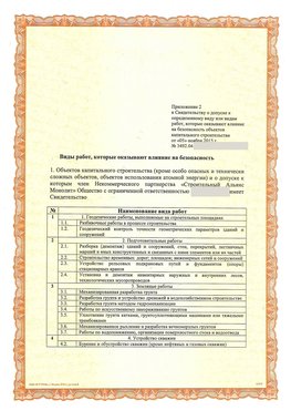 Приложение к свидетельству о допуске к определенному виду или видам работ Великий Новгород СРО в строительстве